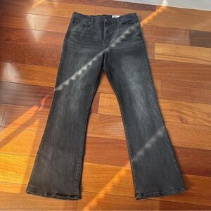 Black high-waisted bootcut jeans